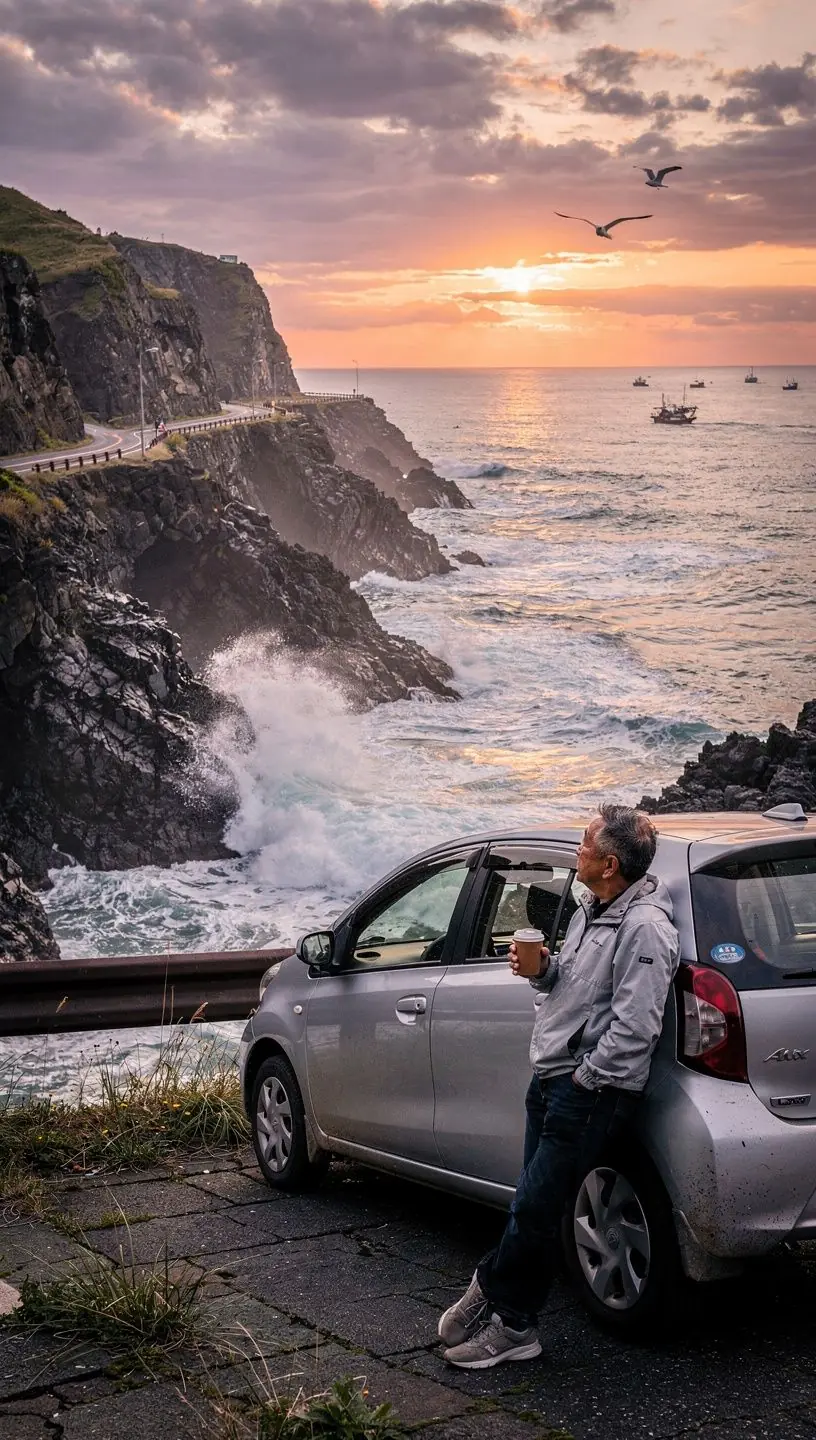 自然の中でのリラックスしたドライブシーン